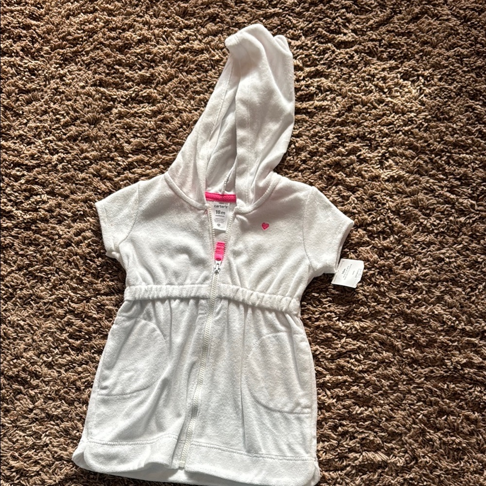 White Hooded Zip-Up Dress